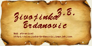 Živojinka Brdanović vizit kartica